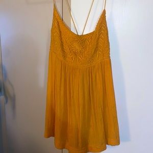 Free People Long Yellow Tank Top Tunic with Tie back